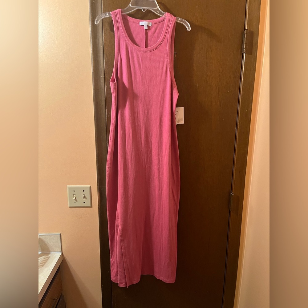 Sleeveless Pink Midi Tank Dress - Unbranded